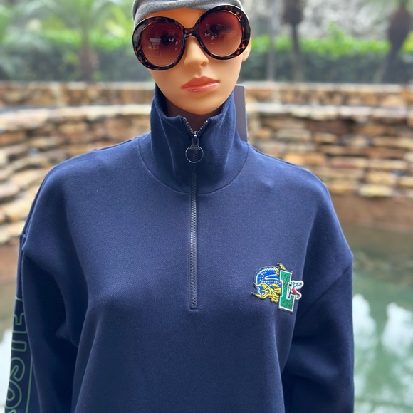 LACOSTE OVERSIZED ZIP NECK POLO DRESS EF9344 NAVY - Picture 4 of 11